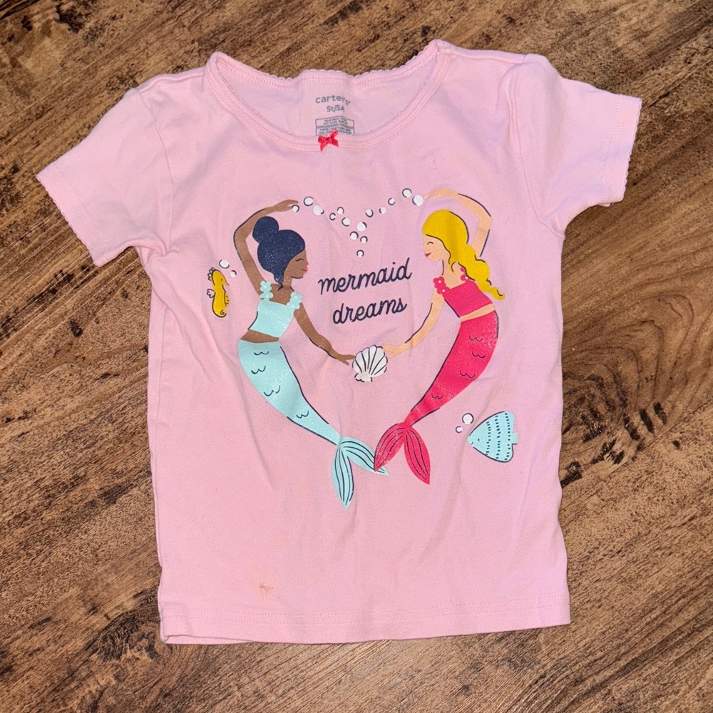 Mermaid Dreams Kids Pajamas Set - Pink and Fuchsia- 5t - Picture 2 of 4